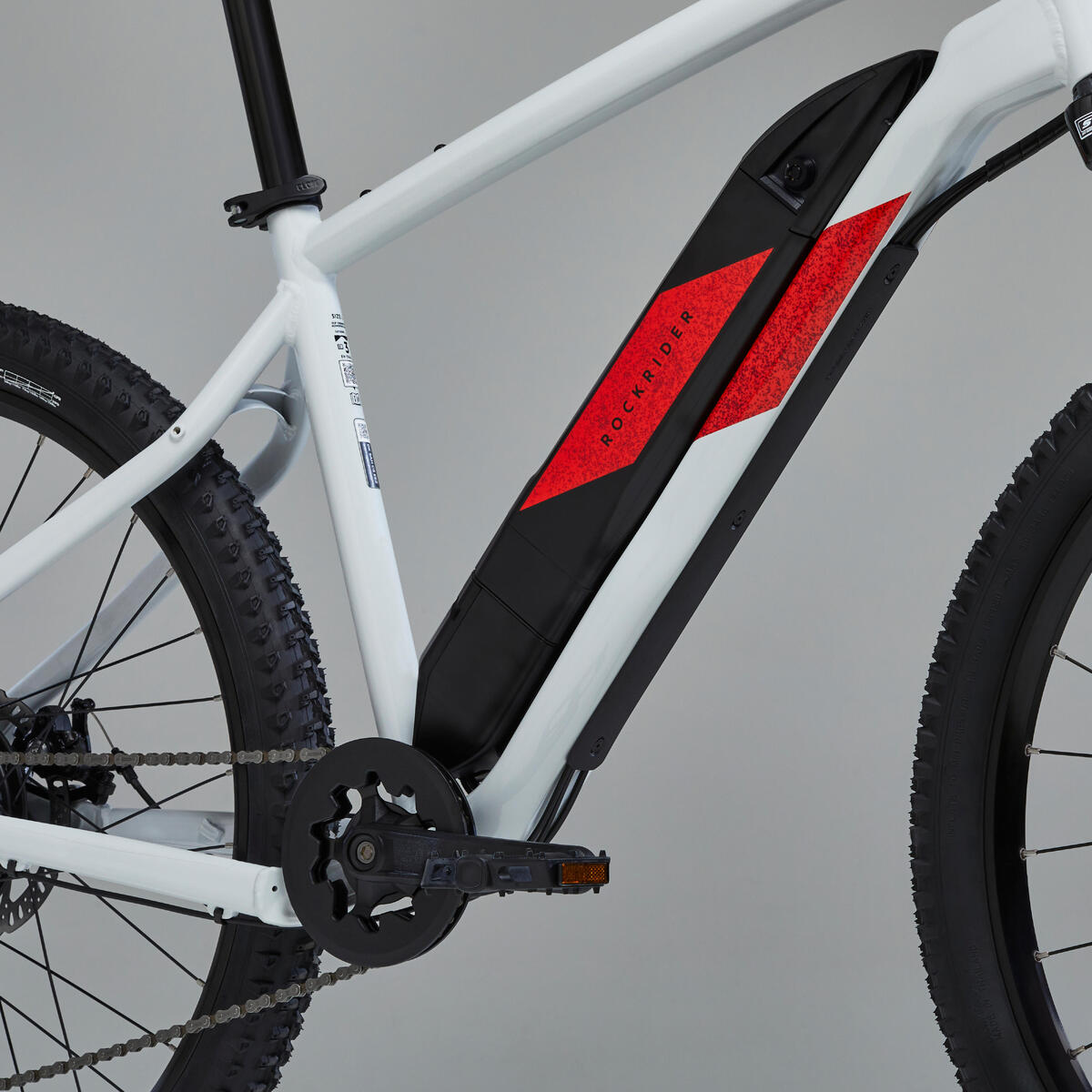 VTT électrique semi-rigide ROCKRIDER 27,5" - E-ST 100 Blanc Rouge