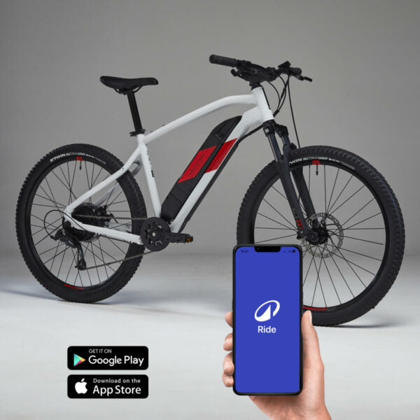 VTT électrique semi-rigide ROCKRIDER 27,5" - E-ST 100 Blanc Rouge